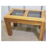 Oak Table with Glass Top 18 x 32 x 21" h
