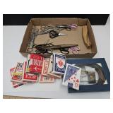 Scissors SEE CONDITION, Belt & Playing Cards