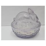 Longaberger Bunny on a Nest Glass Dish 6.5"w