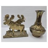 Brass Vase  5 3/4" h &  Moose Napkin Holder