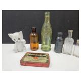 VTG Glass Bottles, Marion IN Coke, Tin & Kitty