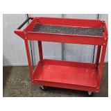 Red Metal Cart w heels  Total SZ 16 X 33x 31"h