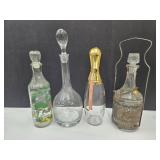 Liquor Decanter Bottles Amaretto, Beam, Etched +