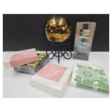 10" Glass Ball w Stand, New Oil Diffuser & Napkins
