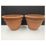 2 Clay Planters14.5" wide