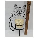 Metal Cat w/Plant Holder 15"H