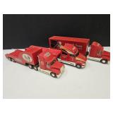 3 Toy Coca Cola Semi Trucks 15.5" L