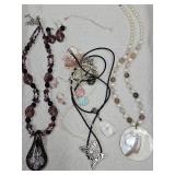 Costume Jewelry Glass Pendants, Shell, Some Tangle