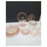 Pink Depression Cream, Sugar, Plates + IndianaGlas