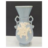 Wells USA Cameo Blue 9" h  Pottery Vase