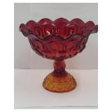 Smith Moon & Stars Amberina Compote 6.5 " H
