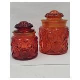 Moon & Stars Amberina Small Canisters 5.5"- 6.5 "H