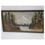 VTG Signed Art on Board Framed 34x17