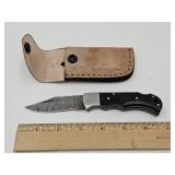 Damascus Pocket Knife w/Sheath