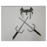 Unusual 2 Bladed Knife & 9" Blade Swords