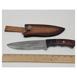Damascus Knife w/Leather Sheath