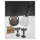 Cow Bell Cast Iron Hooks & Candle Holder
