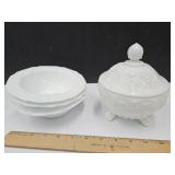 Unmarked Westmoreland Candy Dish & Milk Glass