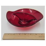 Ruby Red Viking Glass Divided  Dish 7 1/4" Long
