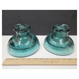 2 MUNCIE LG Hemingray Pat 1893  Blue Insulators