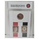 Germany WWII N A Z I 3rd Reich Stamps & Coin Set