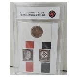 Germany WWII N A Z I 3rd Reich Stamps & Coin Set