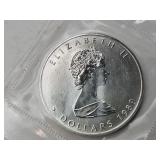 Sealed 1 Oz. .999 Silver Can. $5 Maple Leaf Round