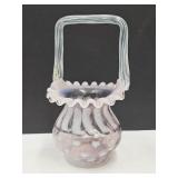 Fenton Glass Basket with Stars 6 3/4" high