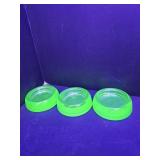 3 Uranium Glass Furniture Sliders 2 3/8" w