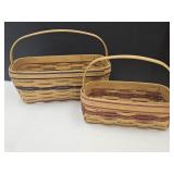 2 Longaberger Baskets 7.5" wide & 10" wide