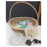 Dresser Lamp, Glassware & Easter decor w Basket