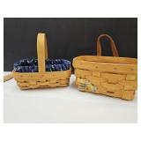 Longaberger Baskets 1996 6.5" w & 01  Flowers 7"w