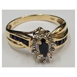 10k Gold Ring Size 7 Diamonds & Sapphire ?