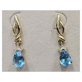 10 k Gold Earrings See Weight With Topaz
