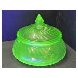 Uranium Glass Candy DIsh w/LId