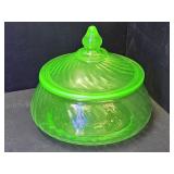 Uranium Glass Candy Dish w/Lid