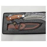 New 10"Damascus Hard Handle Knife w Sheath