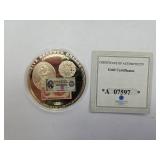 American Mint Lincoln 24K GPlated Medallion w COA