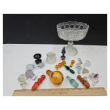 Lot of Glass Bottle Stopppers & Compote, MCM+