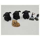 3 Cast Iron  Miniature Puppies +
