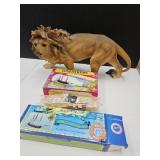 Large Lion & Ship in Bottle & Model Ship
