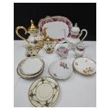 Lot of Pretty Tea Sets w/VTG Saucers & 1 Tray