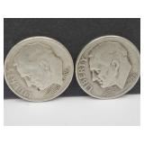 2 Silver Roosevelt Dimes 1953 & 1957