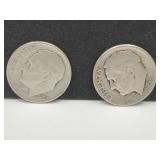 2 Silver Roosevelt Dimes 1952 & 1953