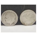 2 Silver Roosevelt Dimes 1959 & 1953
