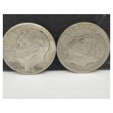 2 Silver Roosevelt Dimes 1946 & 1957