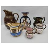 VTG 2 Handled Vase 5.5", Creamer Lot France, Eng +