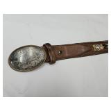 STERLING SILVER  Belt Buckle w/Western Belt Sz 40