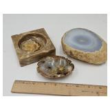 2 Sliced Geodes & Marbled Ashtray SEE SIZES