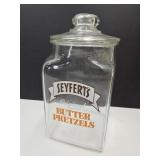 VTG Seyferts Butter Pretzel Jar w/Lid